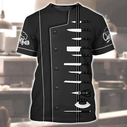 Chef 3D Shirt, Bakery Chef Full Print Tee Shirt, Personalized Name 3D Tshirt, Sublimation Master Chef T Shirt TO0261