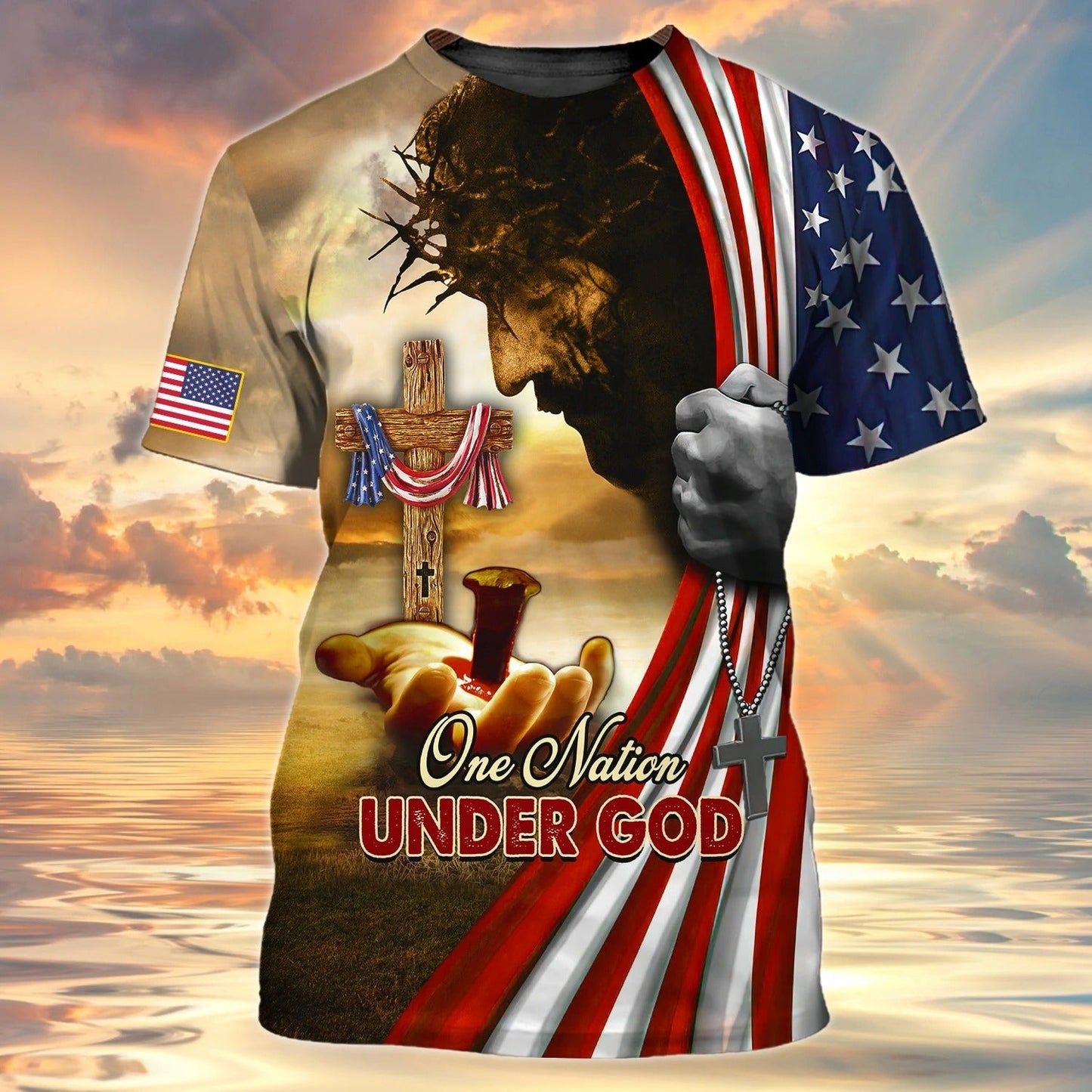 One Nation Under God Christian 3D Full Printed Shirts, Independence Day Hoodie 3D Tee Shirt, Patriotice 3D Tshirts TO0214