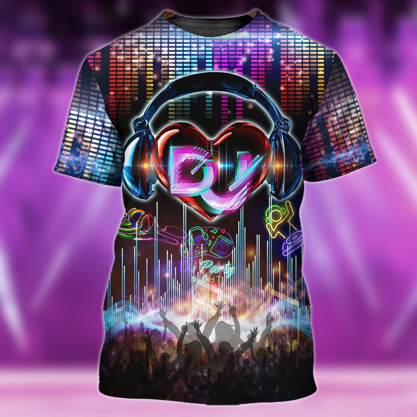 3D All Over Print Dj Neon Night Club T Shirt, Night Party Shirt For Dj, Disc Jockey Shirt TO0851