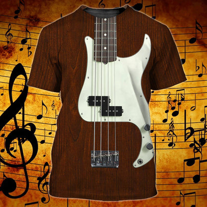 Bass Guitar 3D All Over Printing T Shirt For Guitar Lover, Best Quality Sublimation Shirts For Bass Guitar Men TO0187