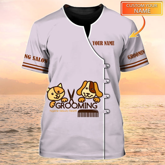 Custom With Name 3D Groomer Shirts Grooming Salon Hygiene Beauty Health TO1293