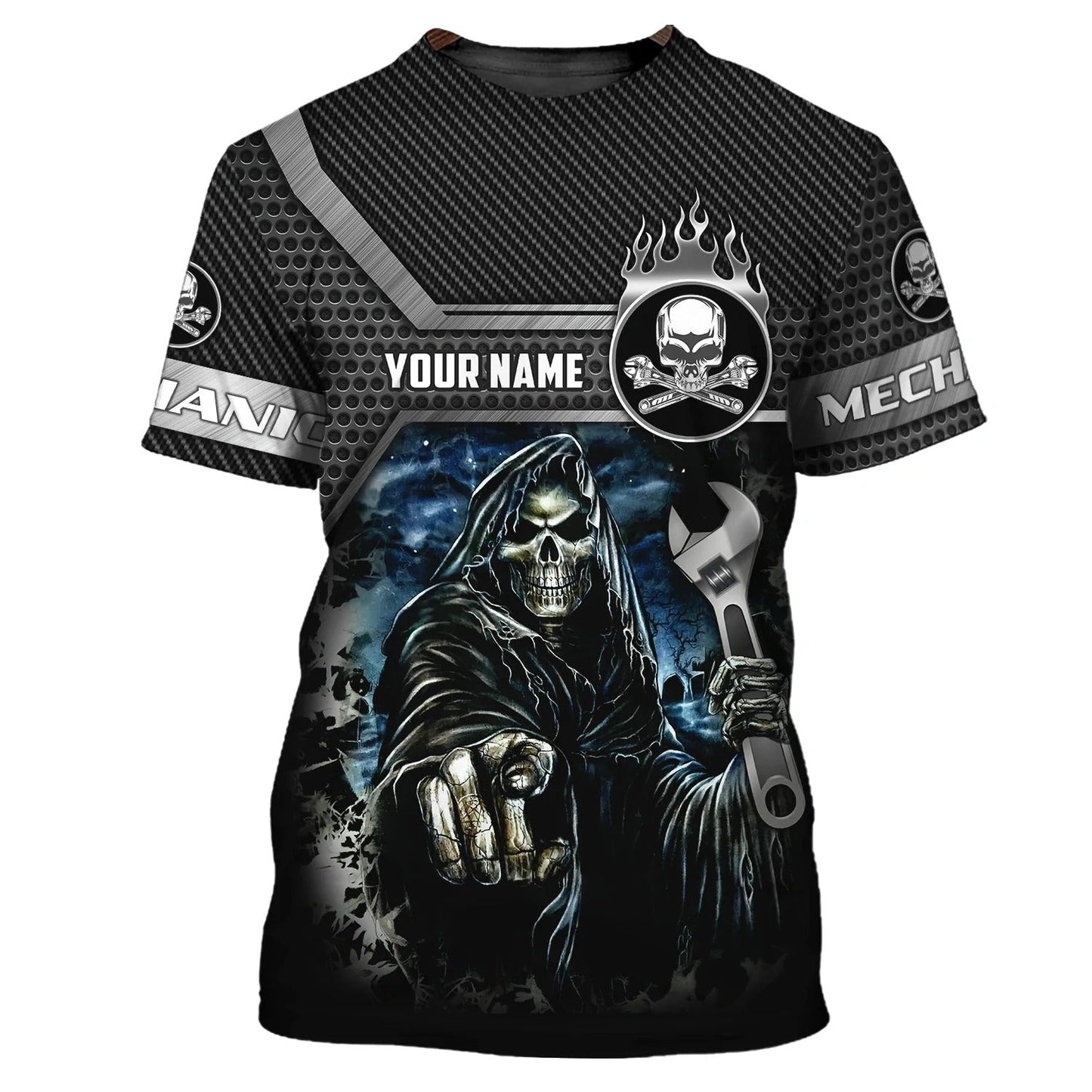 Grumpy Old Mechanic 3D Shirts Personalized Name, Skull Mechanical Tshirt For Him, Mechanic Men Shirt TO2601