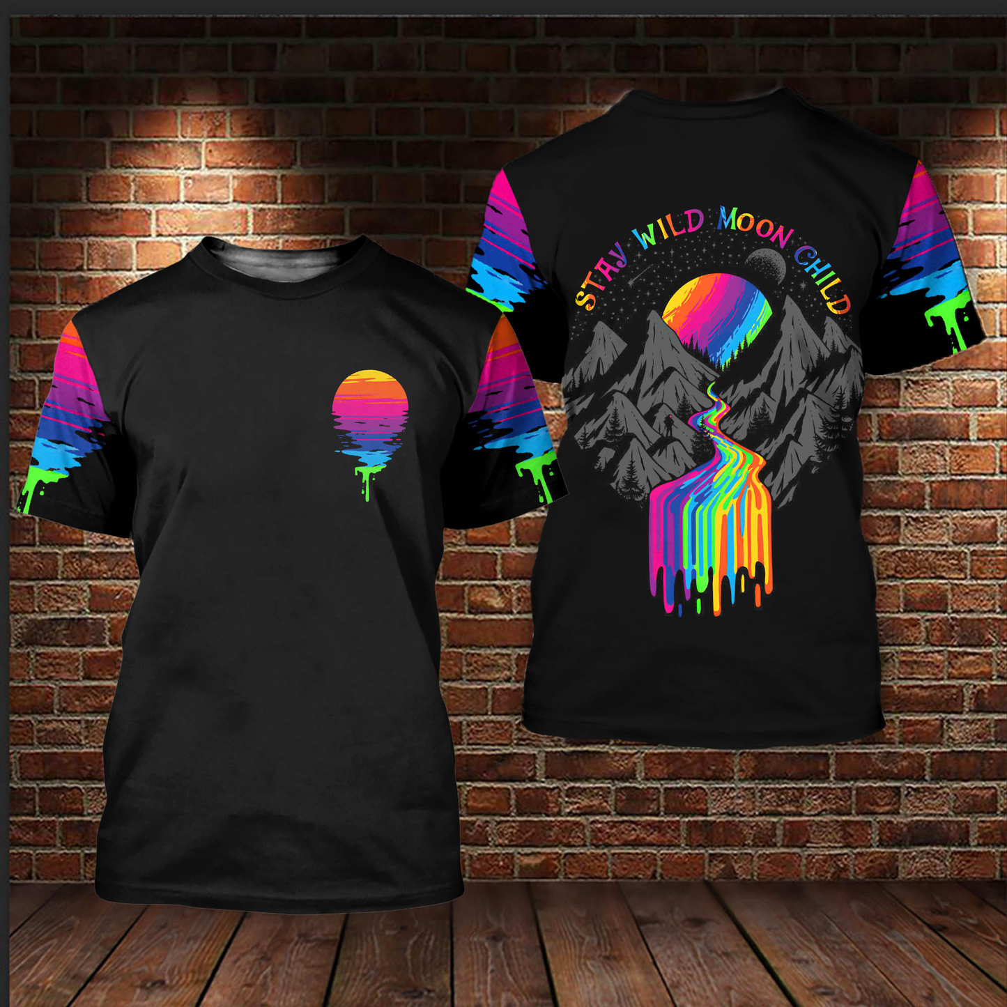 LGBT Stay Wild Moon Child 3D All Over Printed Shirts For LGBT Community, Bisexual Shirts For LGBT History Month LO0694