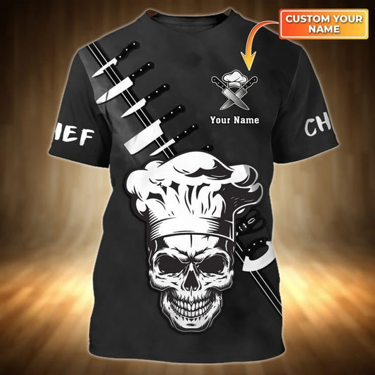 Tattooed Chef 3D Tshirt, Skull Master Chef Shirt, Black T Shirt For A Chef TO1002