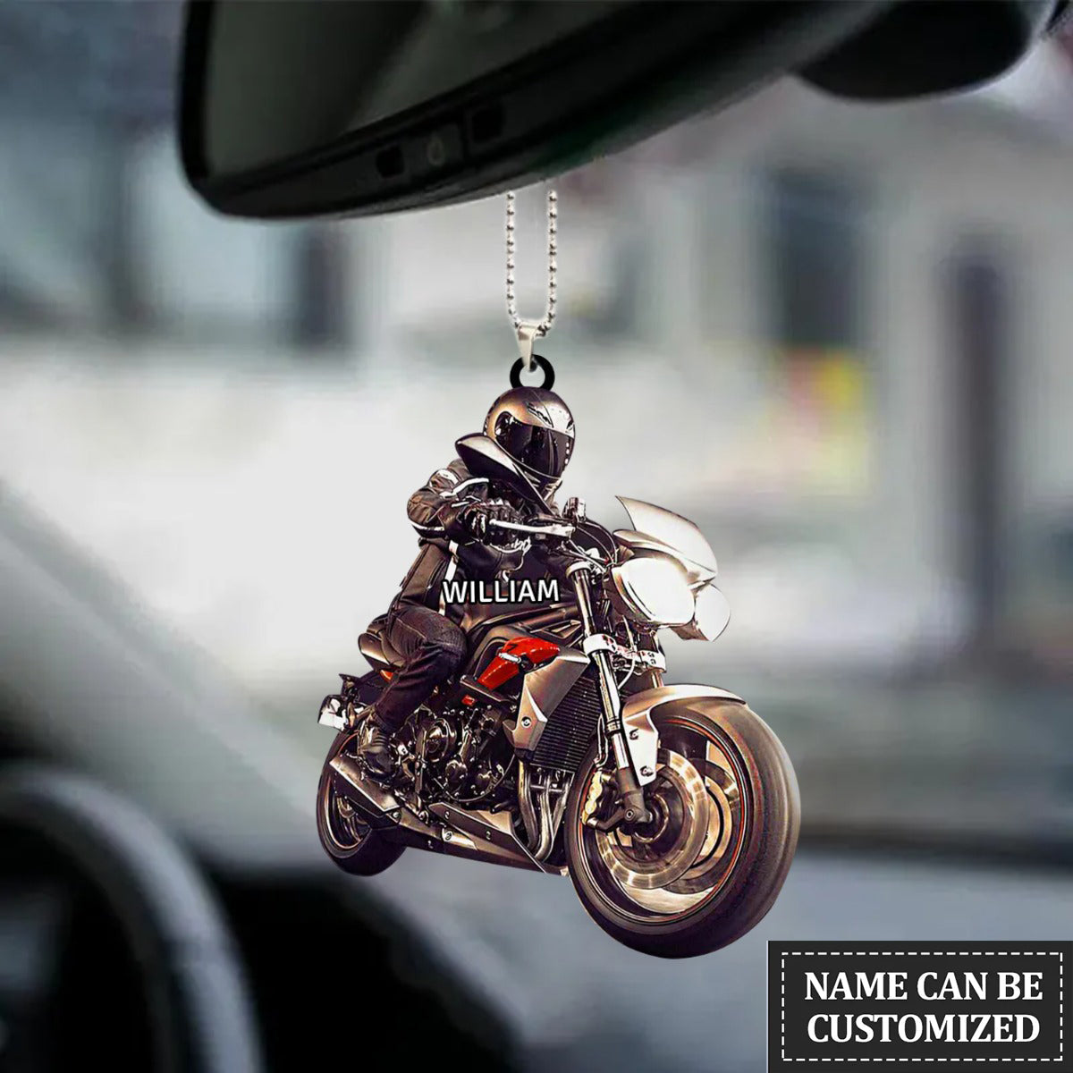 Personalized Flat Acrylic Car Hanging Ornament, Men Motor Biker Ornament For Cars OO0136