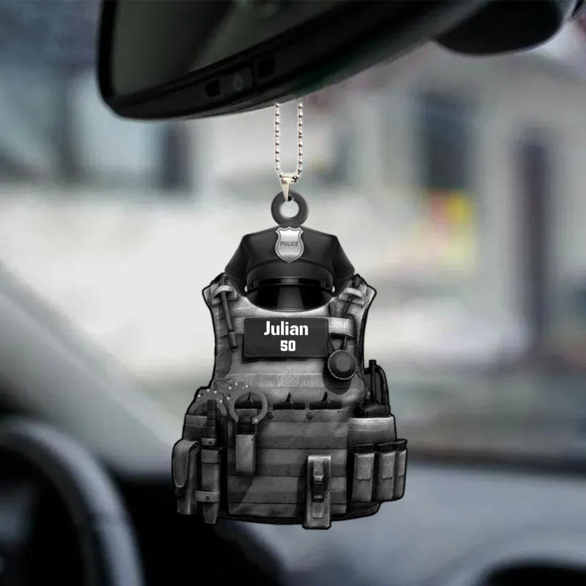 Personalized Police Car Hanging Ornament Police Bulletproof Vest With Service Cap Ornament OO0079