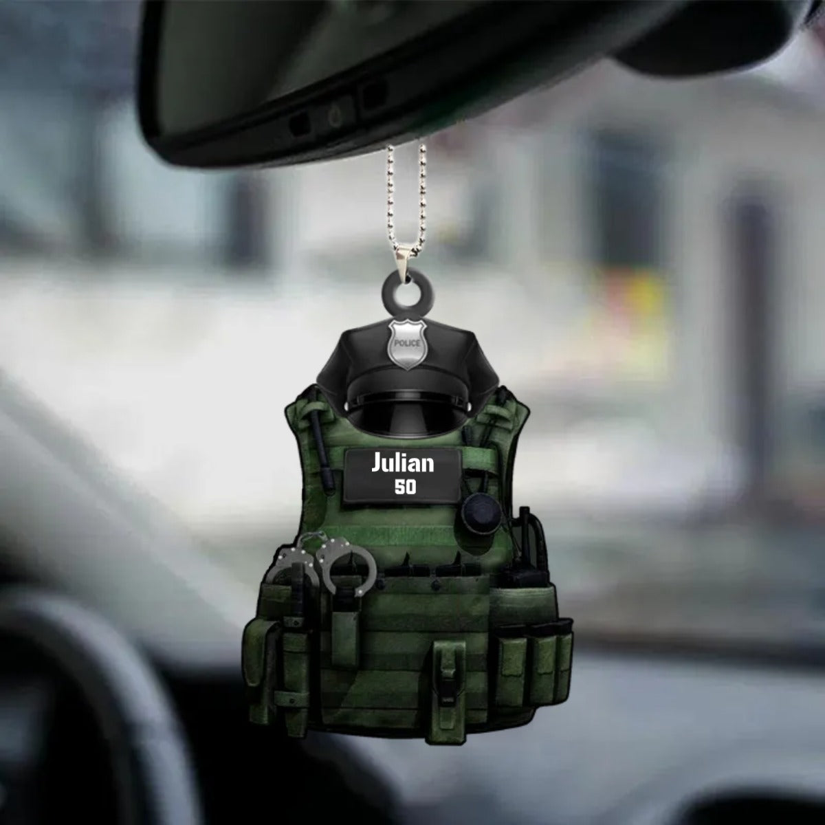 Personalized Police Car Hanging Ornament Police Bulletproof Vest With Service Cap Ornament OO0079