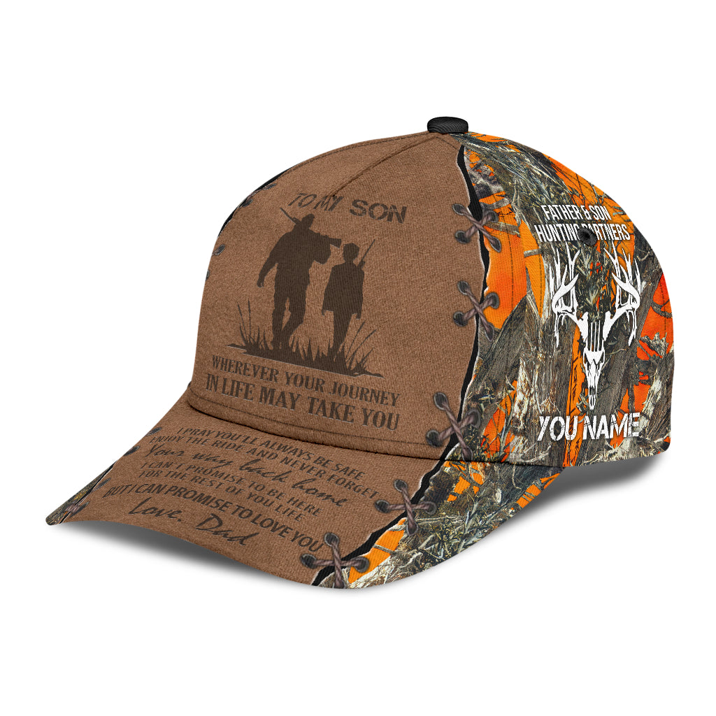 Personalized Hunting Dad To My Son Baseball Cap Orange Camo Pattern Classic Hunting Dad Cap CO0631