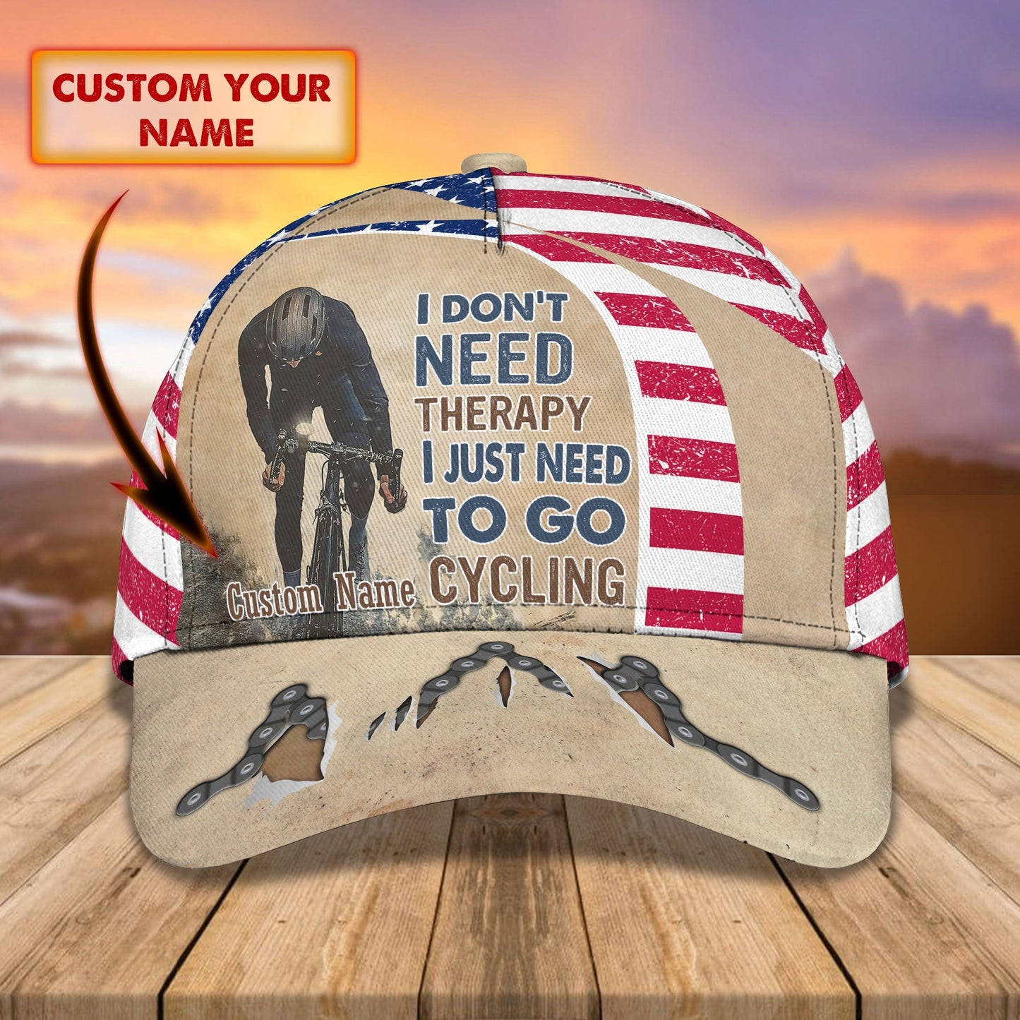 3D Classic Cap Cycling Is My Life Personalized Name Cap Lasfour CA0895