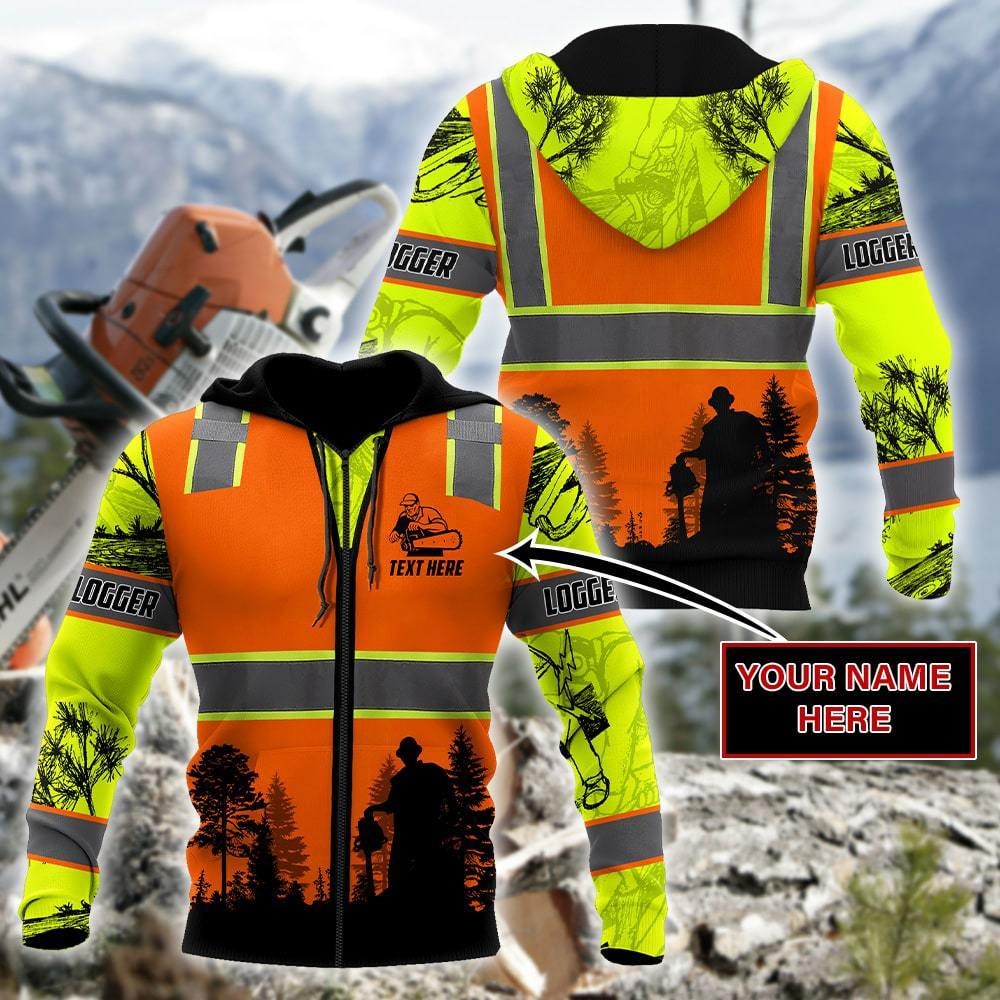 Custom Name 3D All Over Print Logger Safety Shirt Men, Logger Hoodie Outfit Hoodie Safety Sweatshirt TO2797