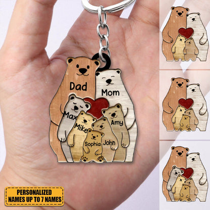 Family Bears Personalized Acrylic Keychain - Gift For Family Member KO0035