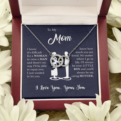 To My Mom Necklace I know it's difficult for a Woman raise a Man Love Knot Necklace Love, Son MI0066