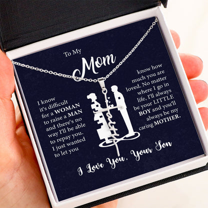 To My Mom Necklace I know it's difficult for a Woman raise a Man Love Knot Necklace Love, Son MI0066