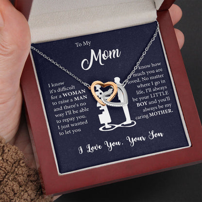 To My Mom Necklace I know it's difficult for a Woman raise a Man Love Knot Necklace Love, Son MI0066