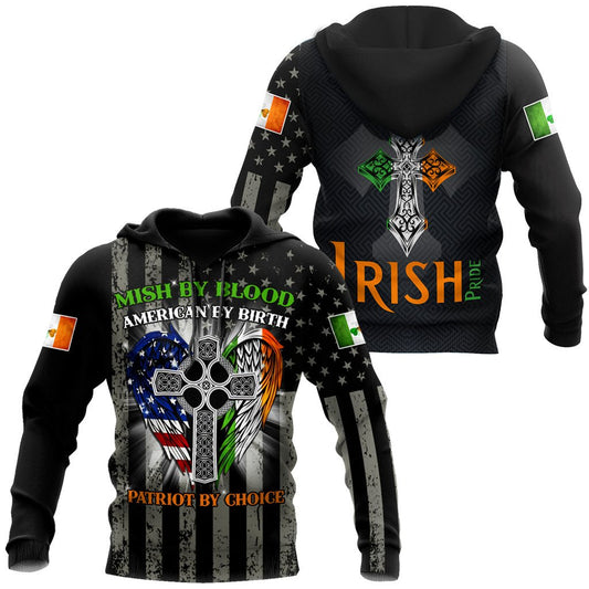 Irish Pride St Patrick Day 3D Shirt, Lasfour St. Patrick's Day American Flag Shirt, USA Flag Shirt, Lucky Shirt PO0293