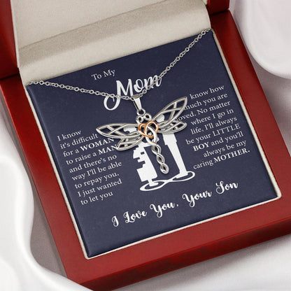 To My Mom Necklace I know it's difficult for a Woman raise a Man Love Knot Necklace Love, Son MI0066