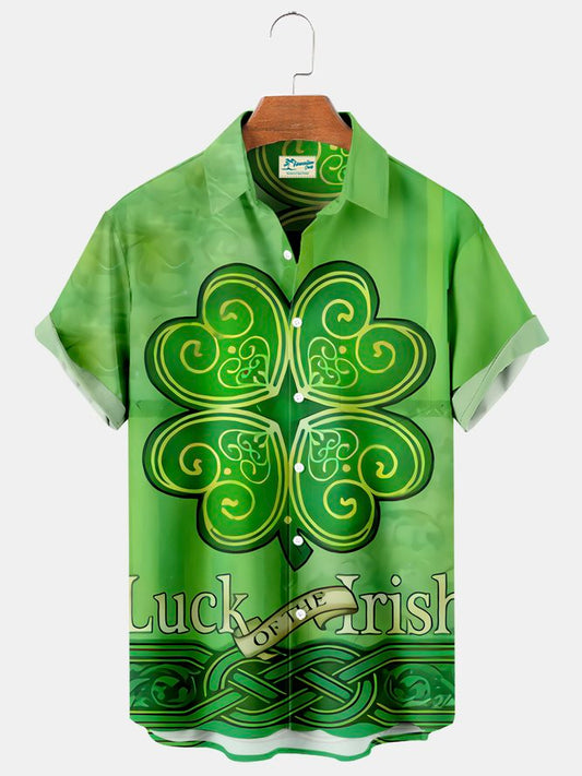 St. Patrick's Day Short Sleeve Casual Shirt, Shamrock Shirt, Irish hawaiian Shirt PO0145