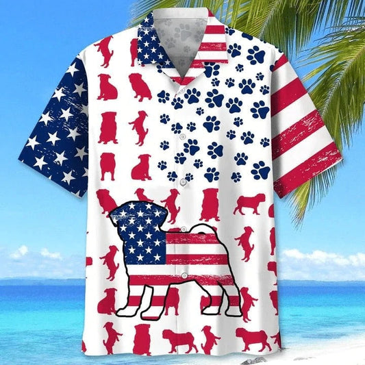 Pug Hawaiian Shirt - Independence Day Is Coming, Paw Prints Aloha Hawaii Shirt, Gift To Dog Lover HO4798