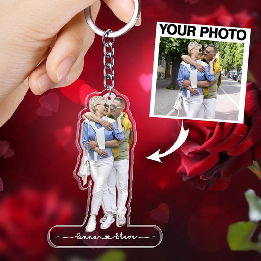 Personalized Couple Keychain, Custom Photo Keychain Gift for him and Her Acrylic Keychain KO0046