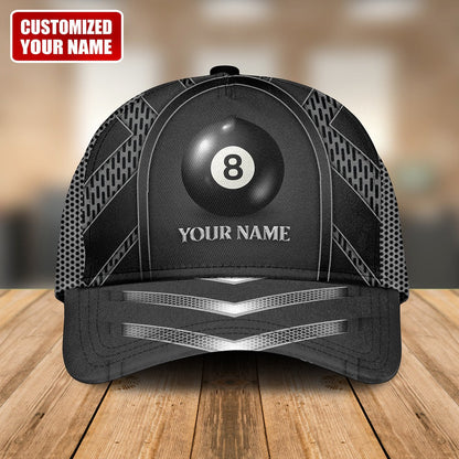 Billiards 8 Ball Classic Cap, Personalized Custom Name Billiard Baseball Cap, Idea Gift for Billiard Player CO0174