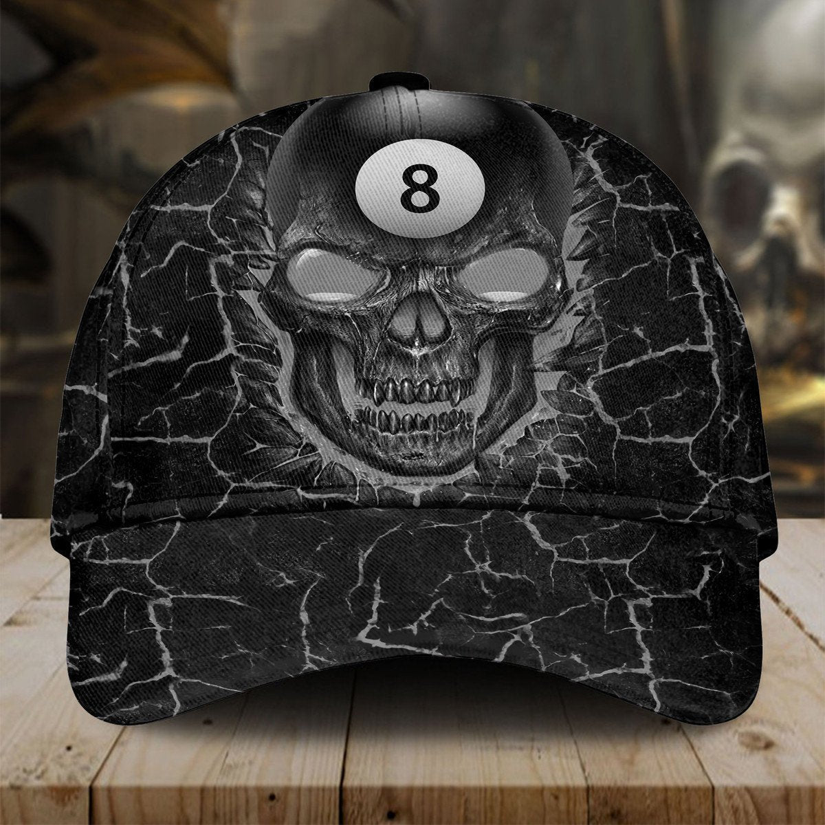 Personalized Skull 8 Ball Billiard Multi Color Classic Cap, Gift for Billiard Player, Skull Cap, Billiard Hat CO0175