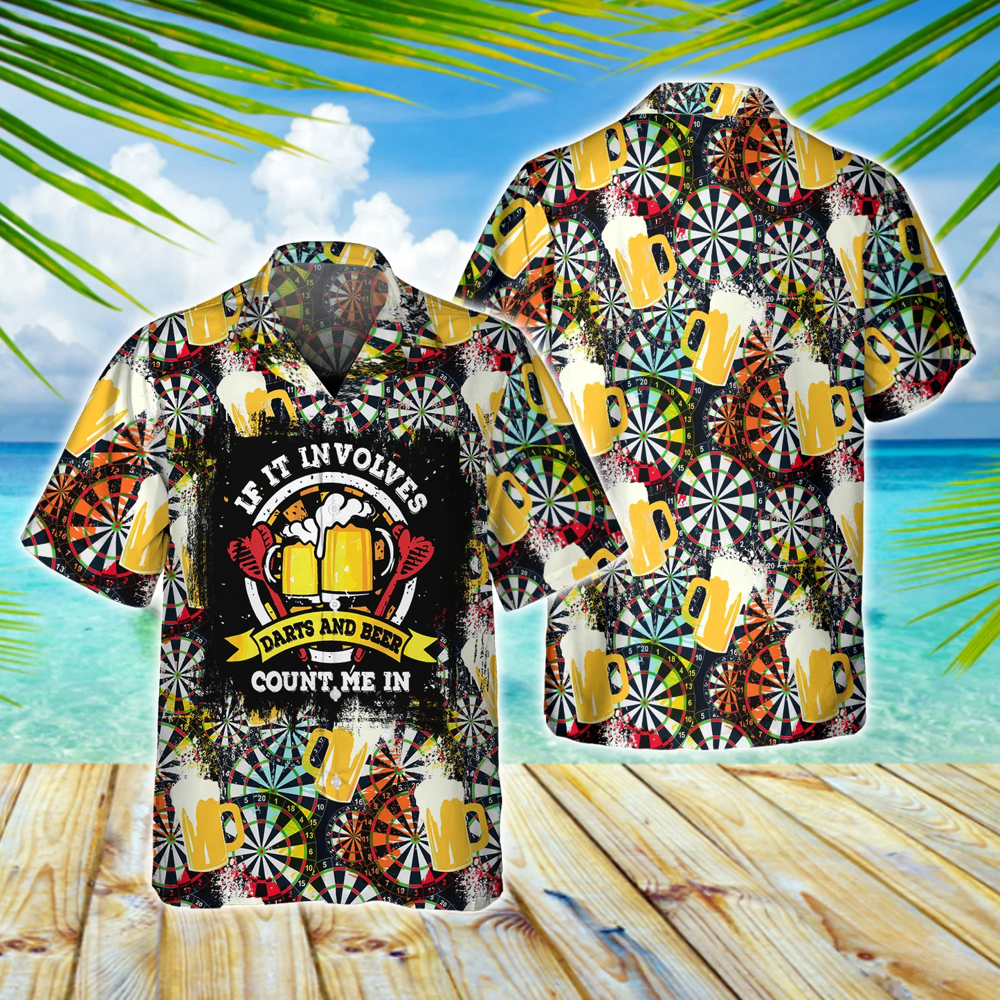 Darts And Beer 3D Hawaiian Shirt, Funny Beer Tee, I Play Darts Hawaiian Shirts, Beer Lover Shirt HO4185