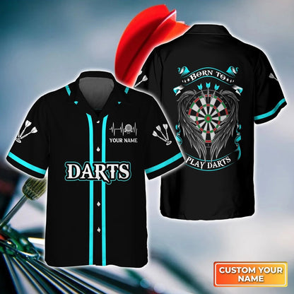 Dartboard And Arrow Blue Personalized Name 3D Hawaiian Shirt For Darts Player HO4183