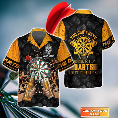 Just Want To Drink Beer And Play Darts. Personalized Name 3D Hawaiian Shirt HO4186