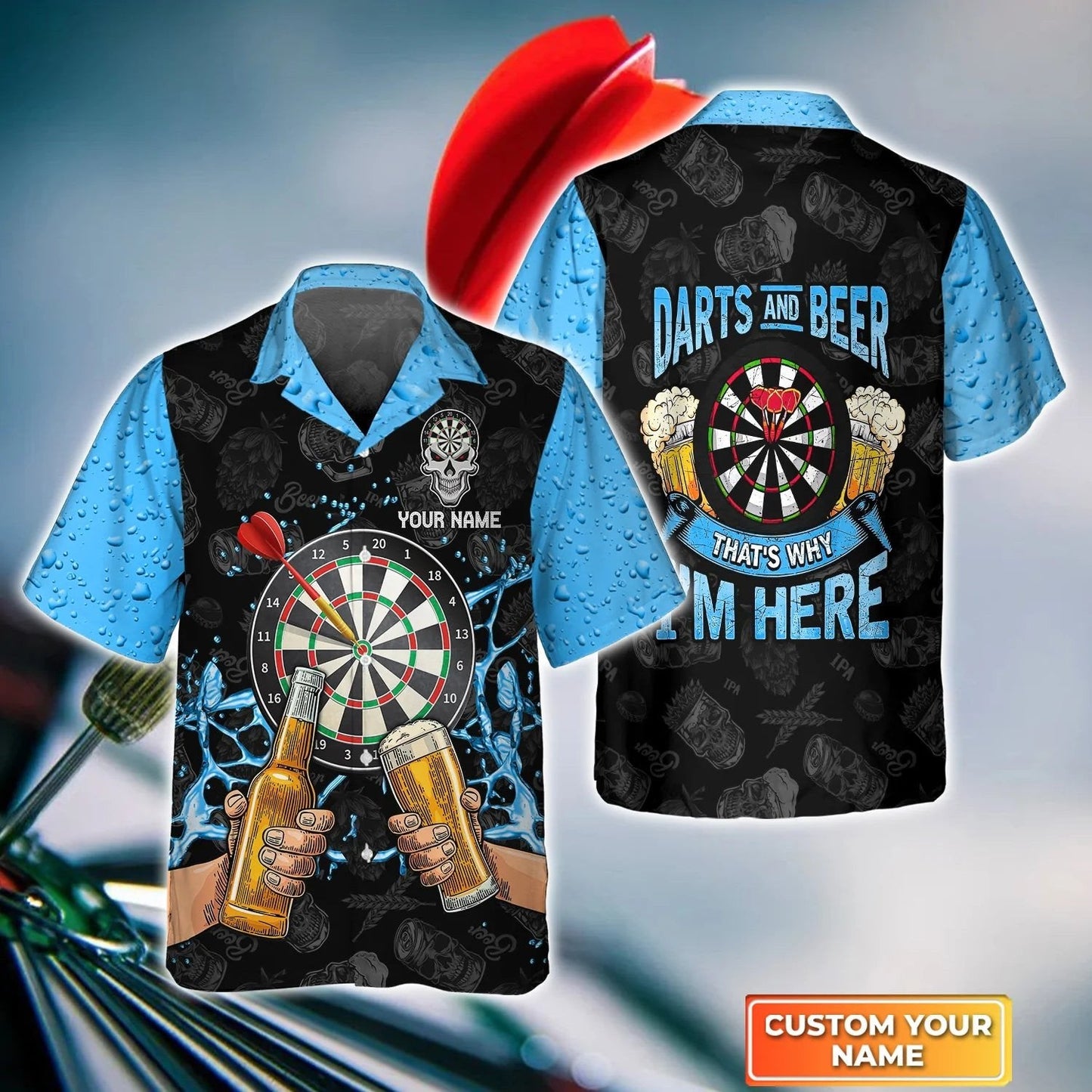 Just Want To Drink Beer And Play Darts. Personalized Name 3D Hawaiian Shirt HO4186