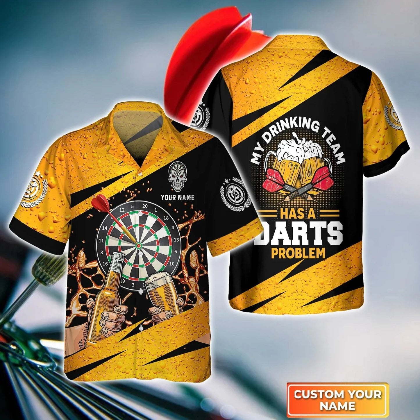 Just Want To Drink Beer And Play Darts. Personalized Name 3D Hawaiian Shirt HO4186