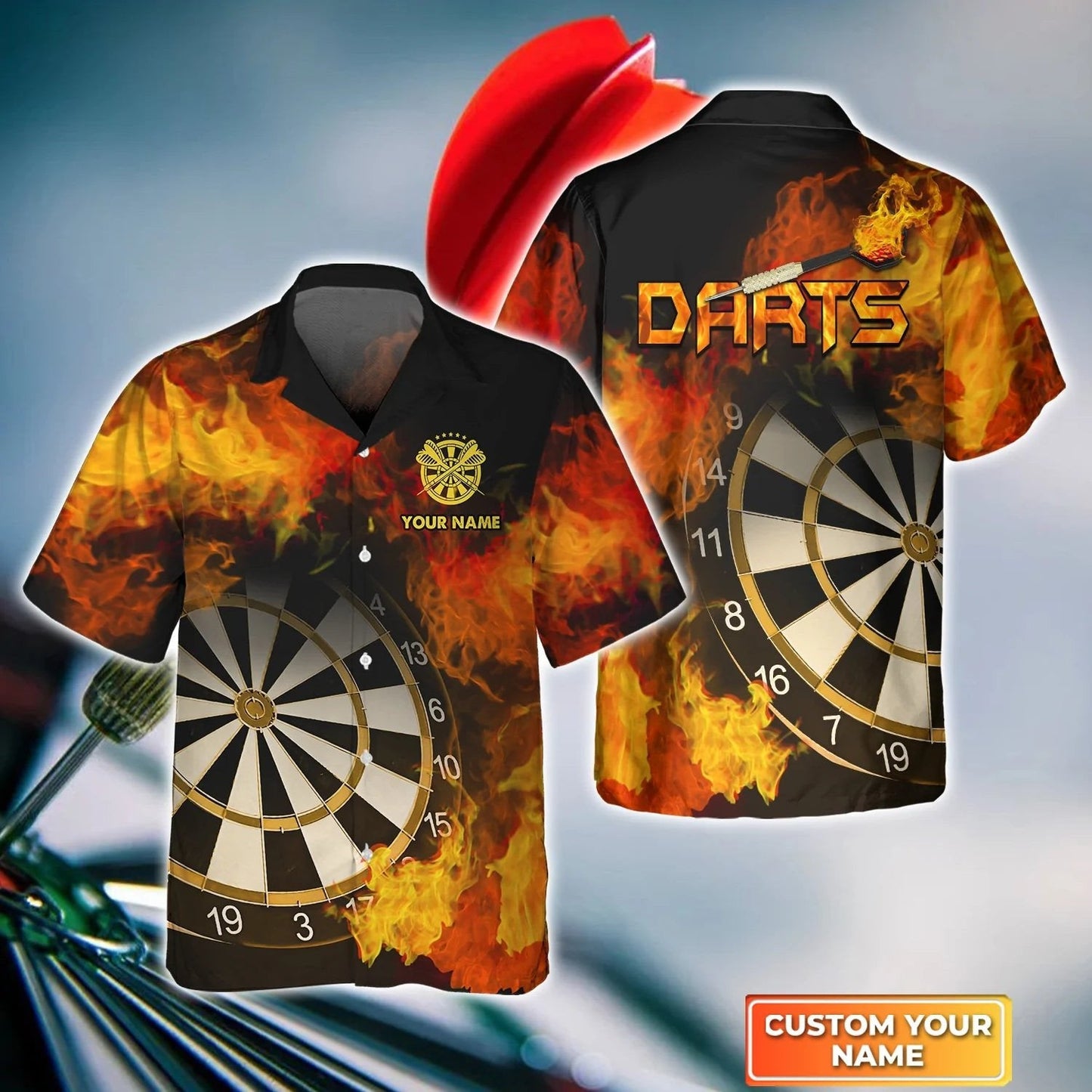 Darts Skull Shut Up and Throw Personalized Name 3D Hawaiian Shirt For Darts Player HO4181