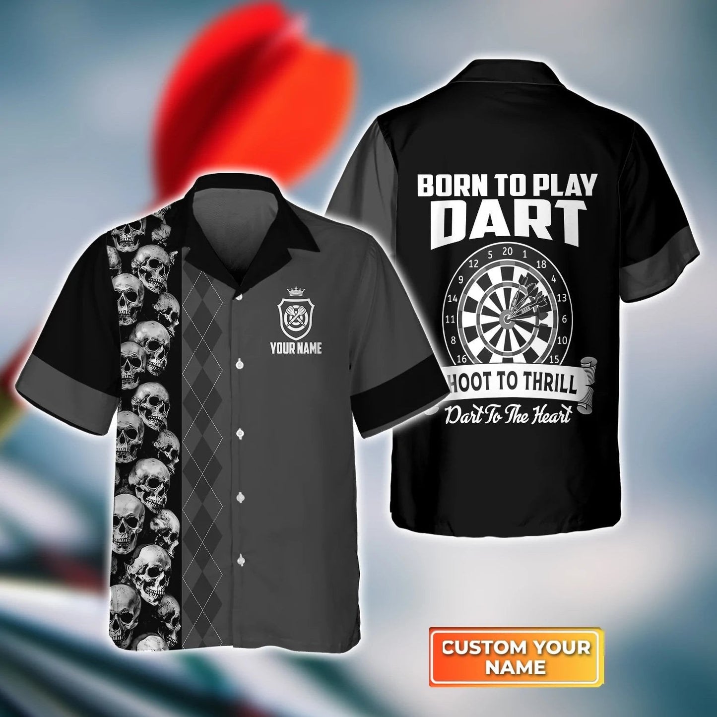 Darts Skull Shut Up and Throw Personalized Name 3D Hawaiian Shirt For Darts Player HO4181