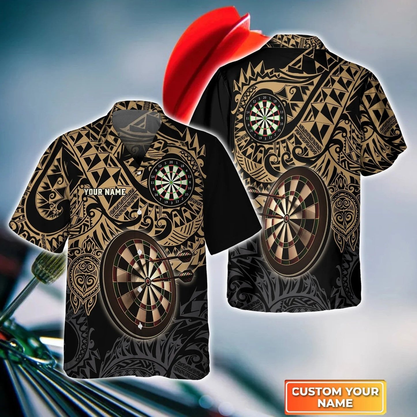 Brown Tattoo Darts Hawaiian Shirt, Darts Hawaiian shirt for men, gift For Dart Team Player HO0323