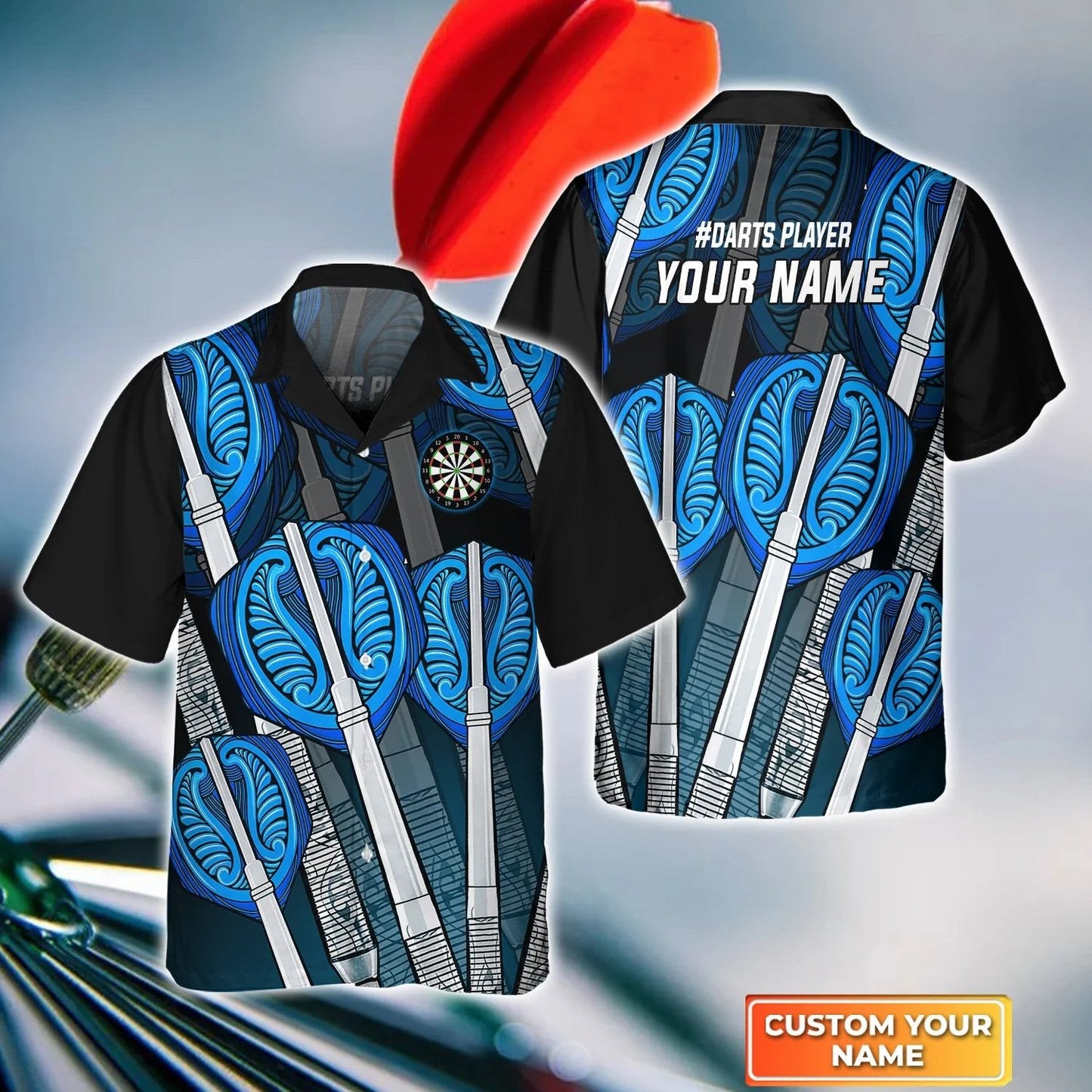 Darts Board In Flames Personalized Name 3D Hawaiian Shirt For Darts Team Player, Dart Gift, Dart Lover Gift HO4191