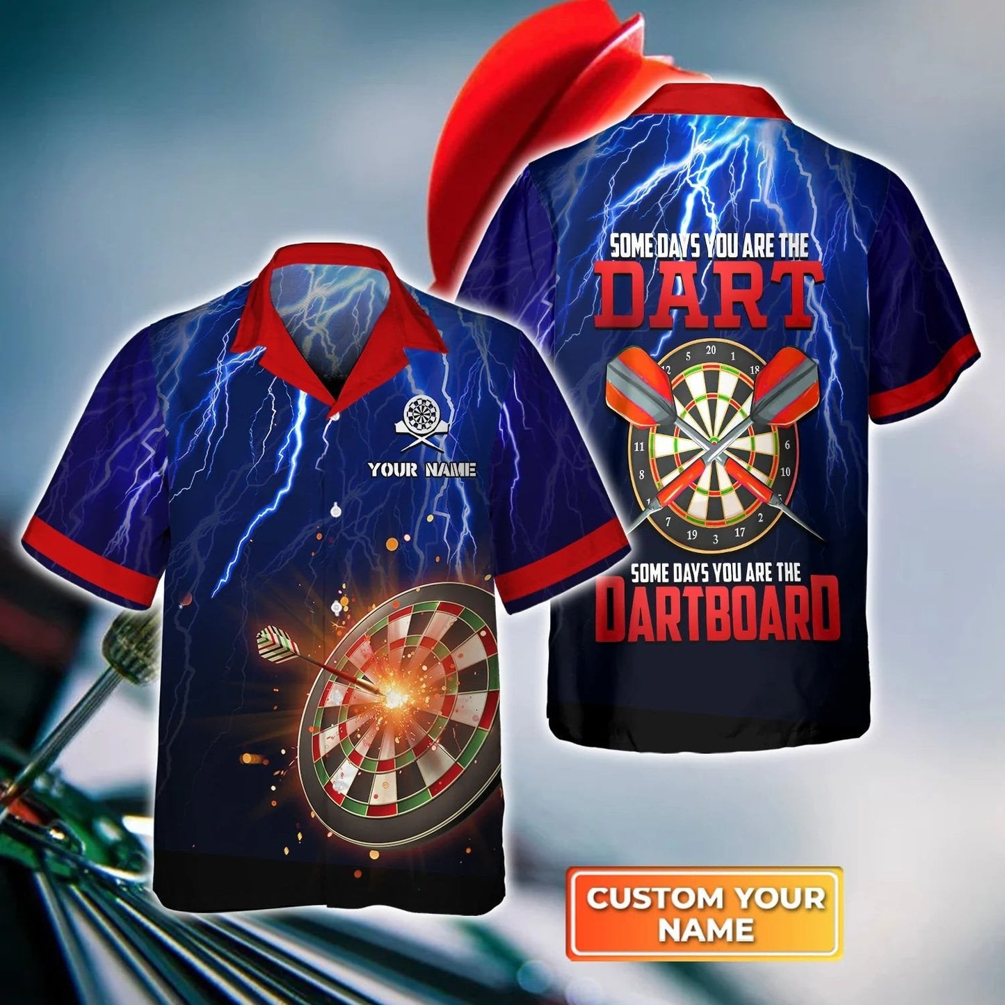 Darts Blue Personalized Name 3D Hawaiian Shirt For Darts Player, Dart Hawaiian Shirt Style HO4194