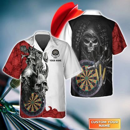 Dartboard Flame Personalized Name 3D Hawaiian Shirt For Darts Team Player, Fire and Thunder Dart Hawaiian HO4193