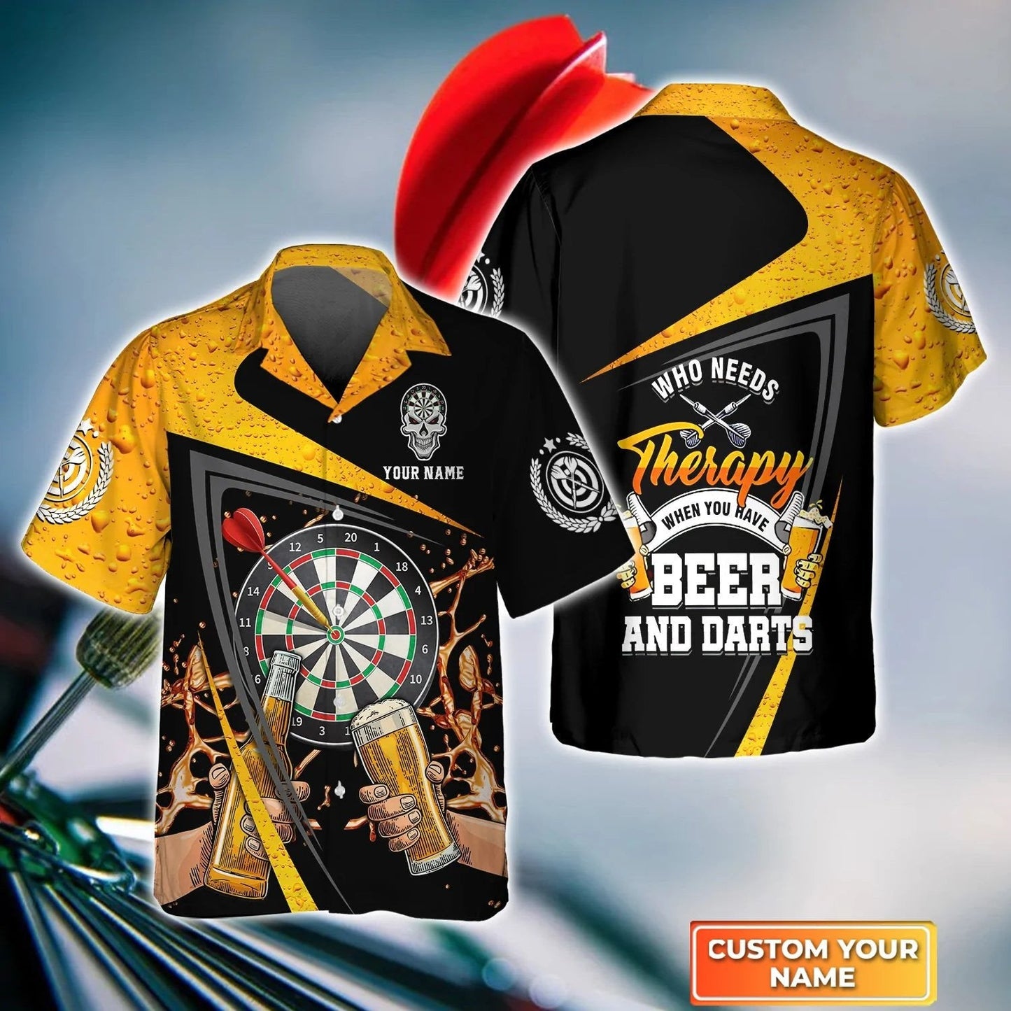 Personalized Name 3D Hawaiian Shirt For Darts Player, My Drinking Team Has A Darts Problem HO4195