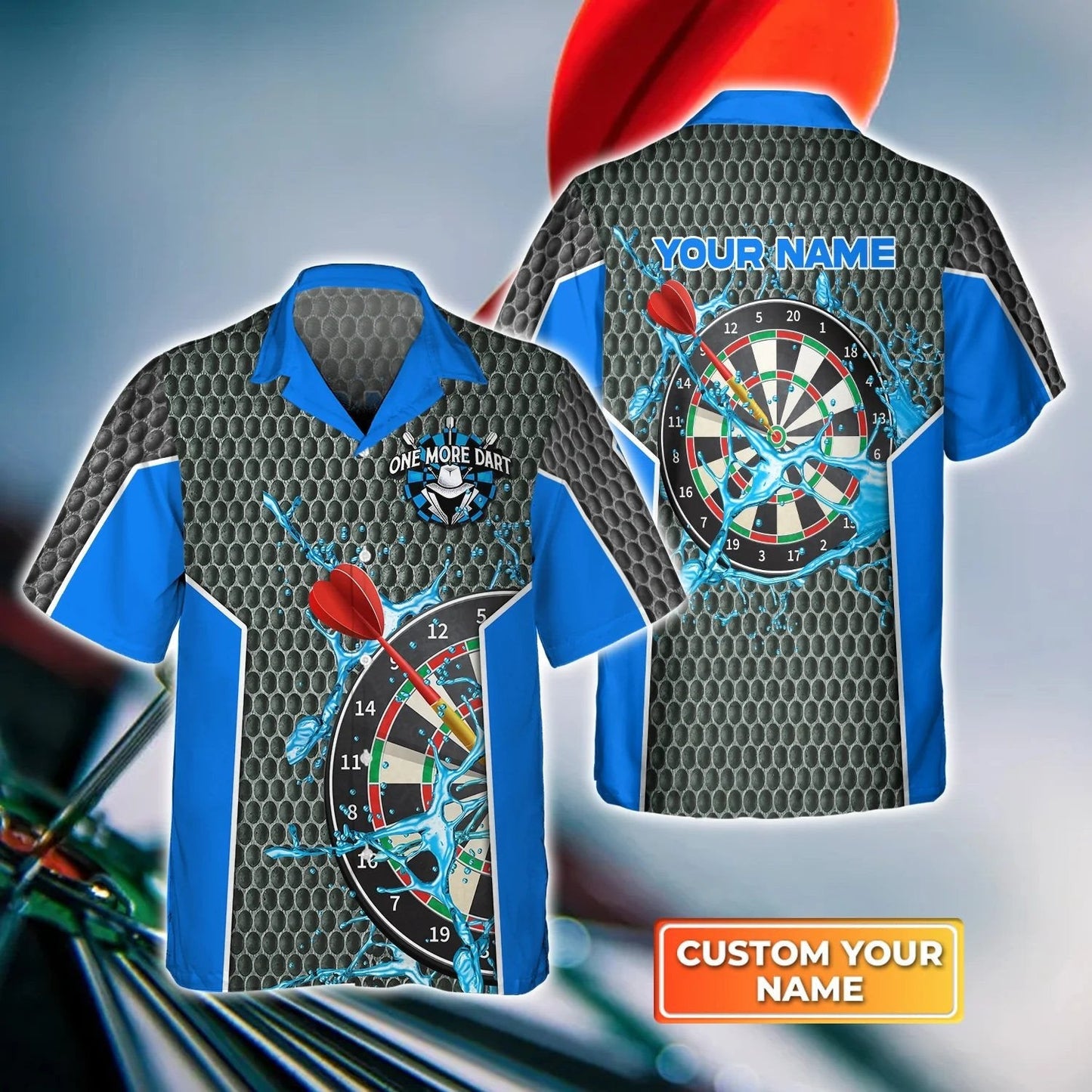 Darts Blue Personalized Name 3D Hawaiian Shirt For Darts Player, Dart Hawaiian Shirt Style HO4194