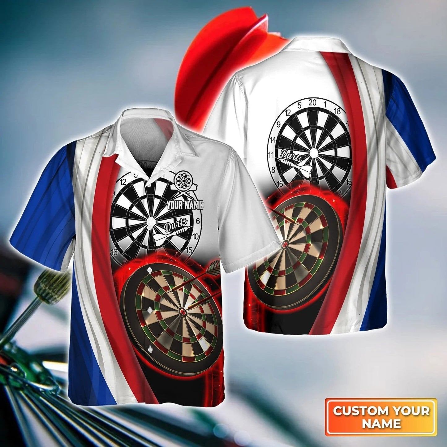 American Flag Dartboart Personalized Name 3D Hawaiian Shirt For Darts Player, Dart Flag Shirt HO4196