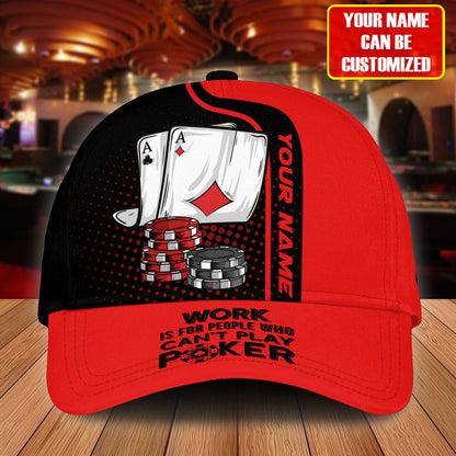 Personalized Name Poker Work and Folded Classic Cap, Red Poker Cap for Men Women CO0189