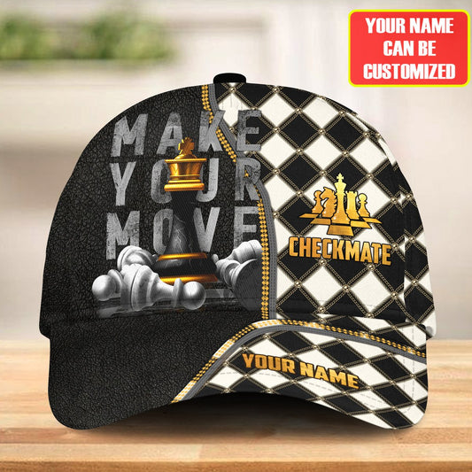 Personalized Name Chess Classic Cap, Make Your Move Checkmate Cap Chess, Hat for Chess Player CO0195