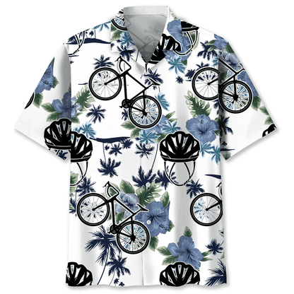 Cycling White Nature Hawaiian Shirt, Cycles and Accessories Pattern Hawaii Shirt HO3709