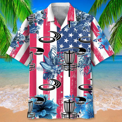 Disc Golf USA Nature Hawaiian Shirt, Flag Hawaiian Shirt HO3706