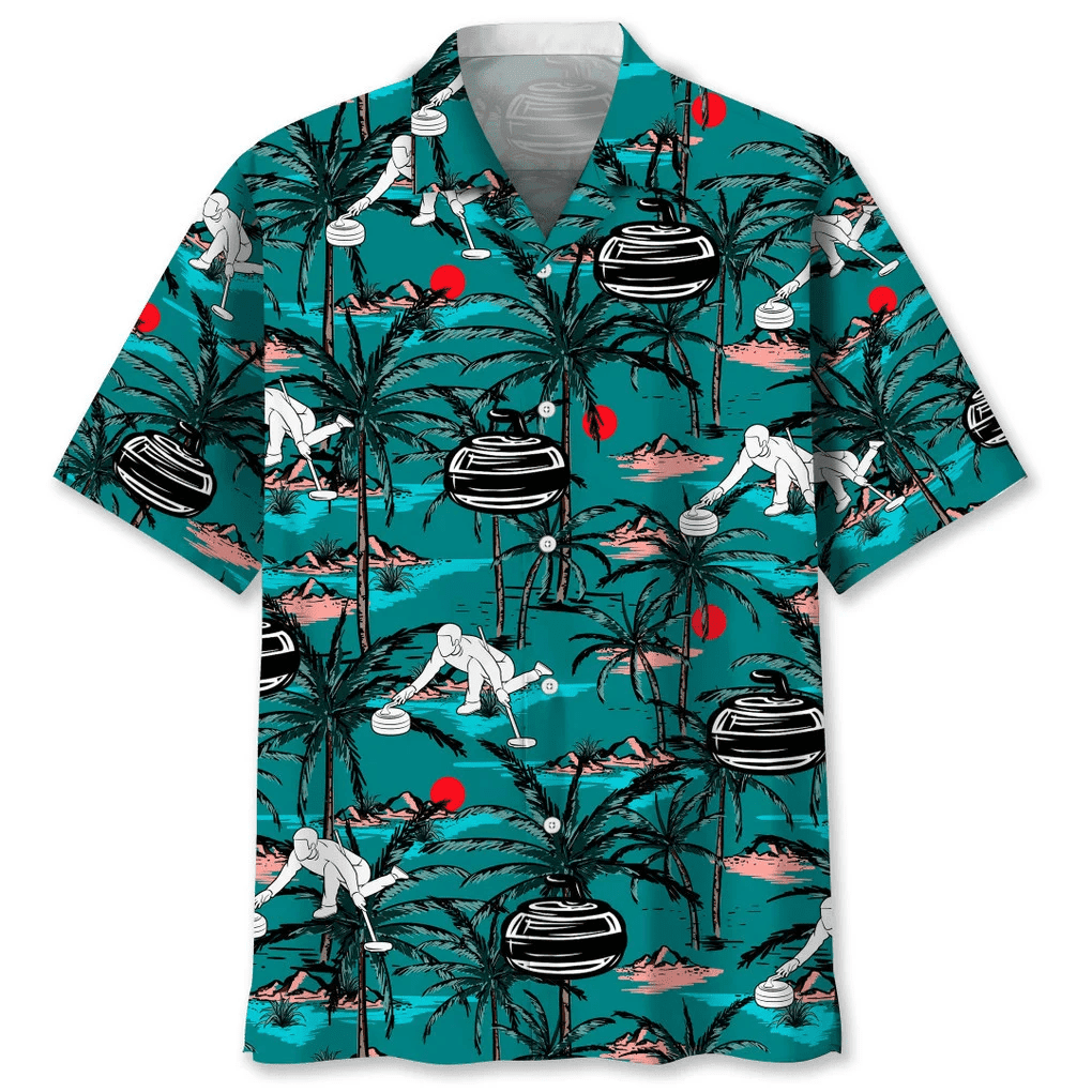 Curling Tropical and Vintage Hawaiian Shirt HO0294