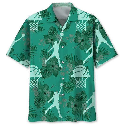 Basketball Kelly Green Hawaiian Shirt, Hawaii Shirt Aloha for Men HO3727