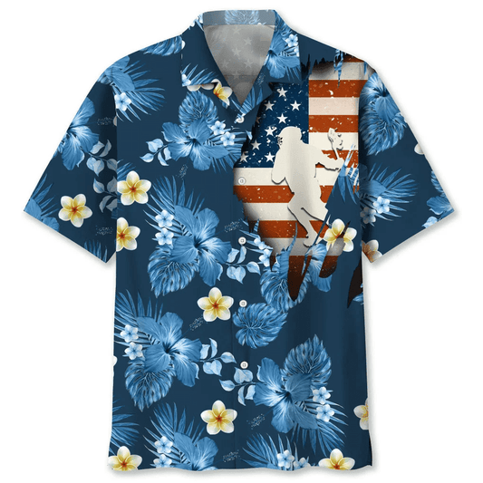 Lacrosse Usa Blue Tropical Hawaiian Shirt. Unisex Summer Beach Casual Short Sleeve Summer Vacation Beach Shirts HO1416