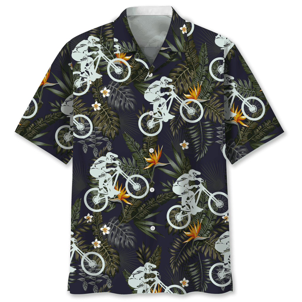 Mountain Bike Blue Nature Hawaiian Shirt, Unisex Summer Beach Casual Short Sleeve Summer Vacation Beach Shirts HO0566