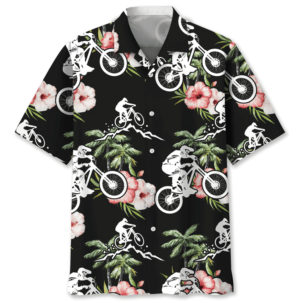 Mountain Bike Blue Nature Hawaiian Shirt, Unisex Summer Beach Casual Short Sleeve Summer Vacation Beach Shirts HO0566