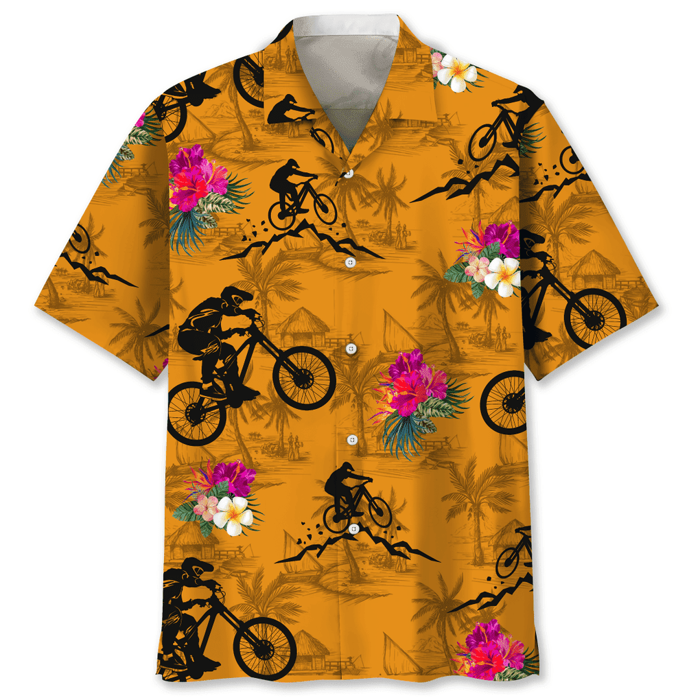 Mountain Bike Blue Nature Hawaiian Shirt, Unisex Summer Beach Casual Short Sleeve Summer Vacation Beach Shirts HO0566