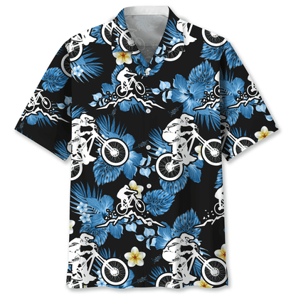 Mountain Bike Blue Nature Hawaiian Shirt, Unisex Summer Beach Casual Short Sleeve Summer Vacation Beach Shirts HO0566